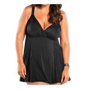 NEW ALWAYS FOR ME plus size raven swimdress in black